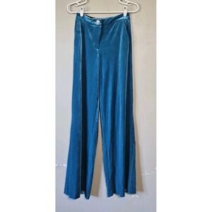 💙💜Retro bebe High Waist Wide Leg  Velour Pants Size 0  Blue/teal 🩵🩷